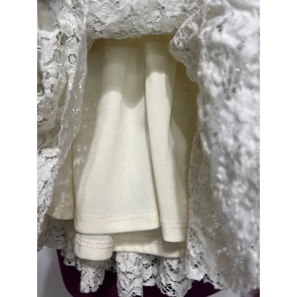 Sugar California Dress Kids XS Blue Cream Good Denim Lace Tiered Sleeveless Boho